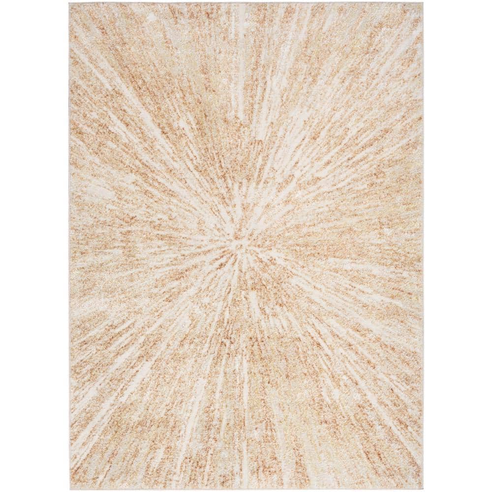 Ambiance Ivory Gold 5 ft. x 7 ft. Abstract Contemporary Area Rug - Hercitys