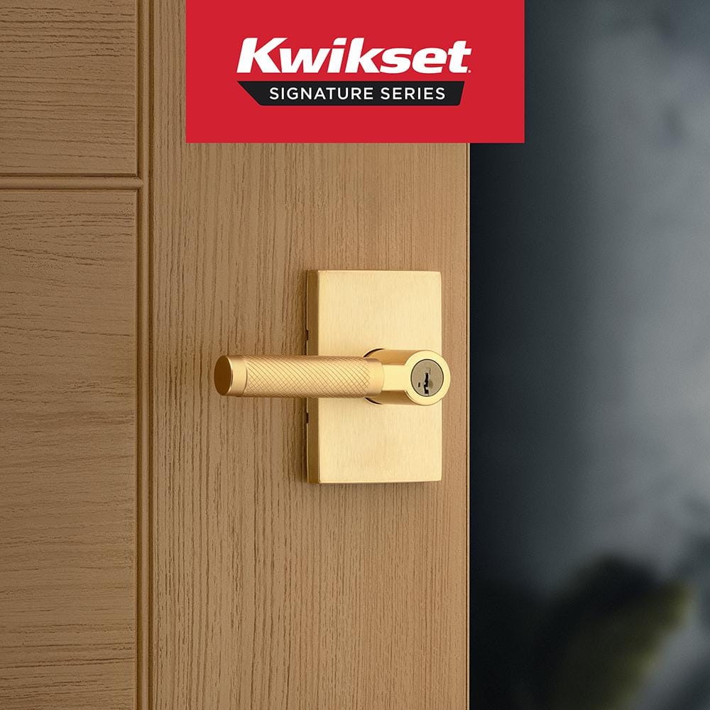 Prava Satin Brass Keyed Entry Door Handle featuring SmartKey Security - Hercitys