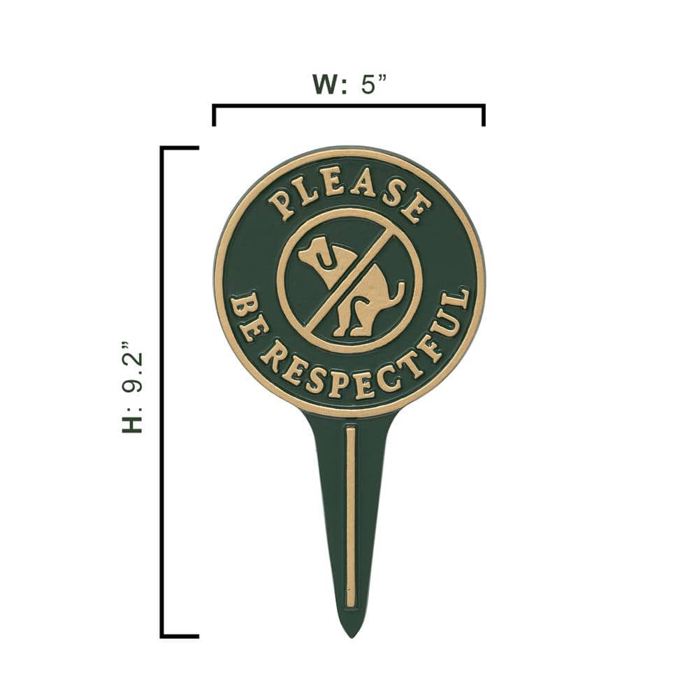 Pet Owner Courtesy Small Round Please Be Respectful No Poop Dog Cast Aluminum Yard Sign - Hercitys