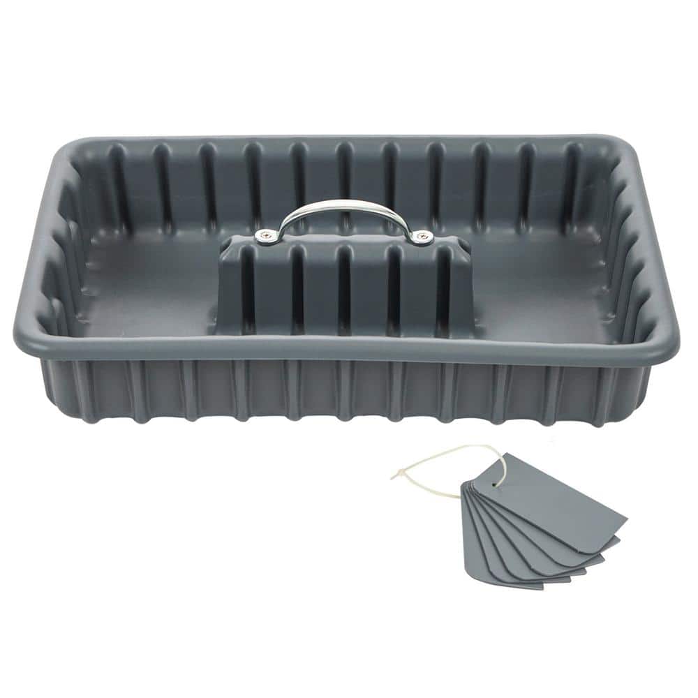 Professional Grade 17 in. Gray Polyethylene Tote Tray with 6-Dividers - Hercitys