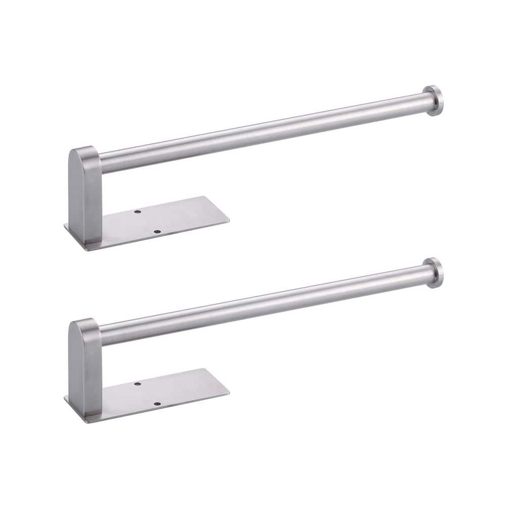 Wall Mount Drilled Stainless Steel Paper Towel Holders Under Cabinet for Kitchen in Brushed Nickel (2 Pack) - Hercitys