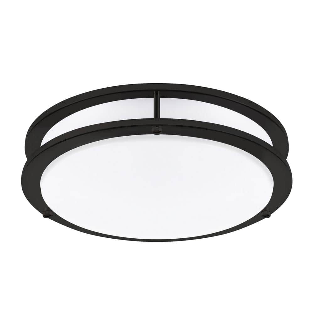 Hanz 13 in. Matte Black Selectable LED 2700K, 3000K, 3500K, 4000K, 5000K Flush Mount Ceiling Light - Hercitys