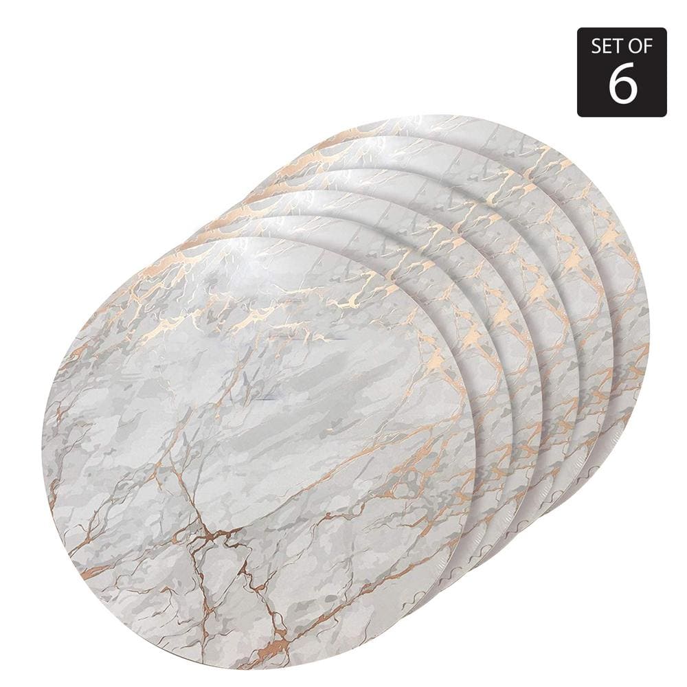 Marble Cork 15″ x 15″ In. Yellows and Golds Cork Round Placemats Set of 6 - Hercitys