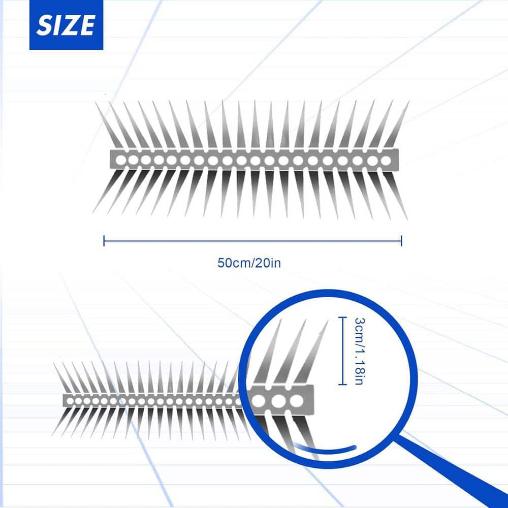 Stainless Steel Bird Spikes for Pigeons Raccoons and Snakes – 20 in. Deterrent Defender - Hercitys