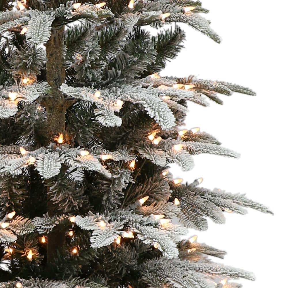 6.5 ft. Prelit Slim Flocked Aspen Fir Artificial Christmas Tree with 350 UL-Listed Clear Lights - Hercitys