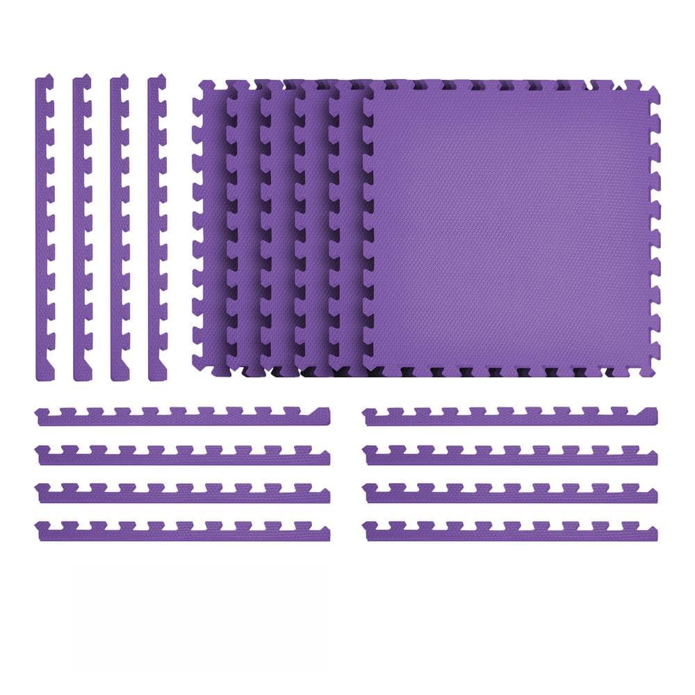 Purple 24 in. x 24 in. x 0.47 in. Foam Interlocking Floor Mat (6-Pack) - Hercitys