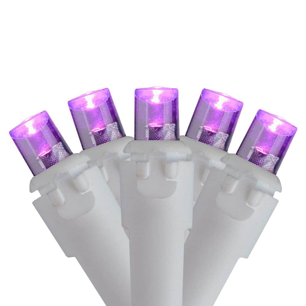 Set of 50 Purple LED Wide Angle Christmas Lights – White Wire - Hercitys