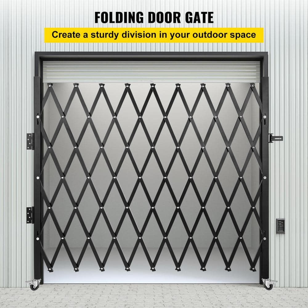 Single Fold Security Gate 7 ft. H x 7 ft. W Steel Accordion Security Gate with Padlock 360° Rolling Gate - Hercitys