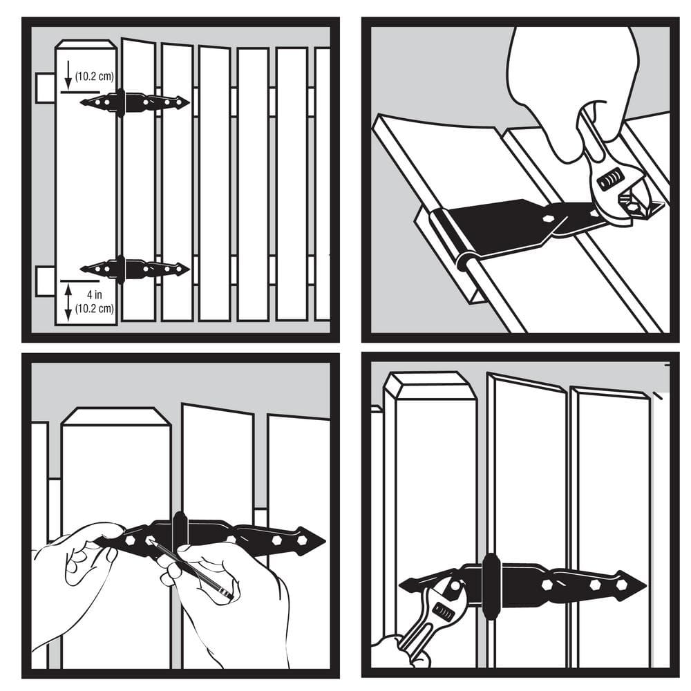 8 in. Black Strap Hinge (2-Pack) - Hercitys