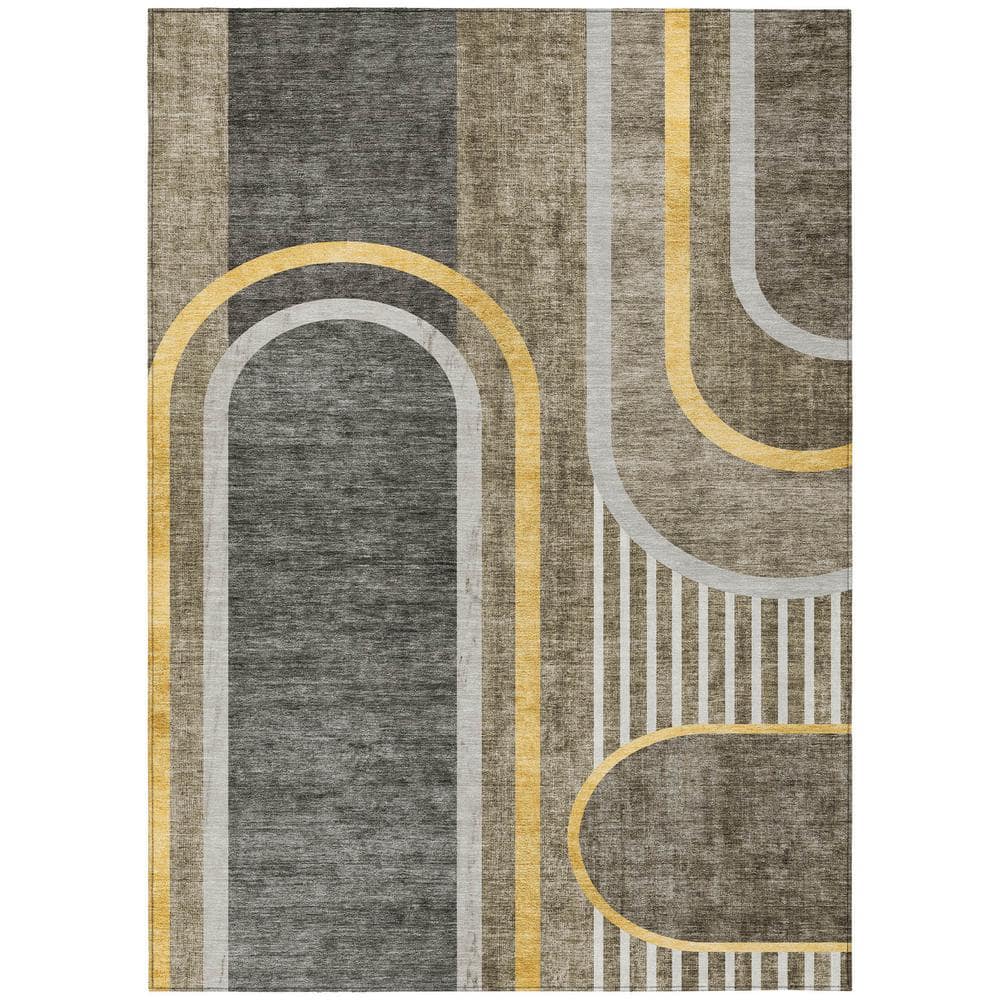 Chantille ACN532 Taupe 5 ft. x 7 ft. 6 in. Machine Washable Indoor/Outdoor Geometric Area Rug - Hercitys