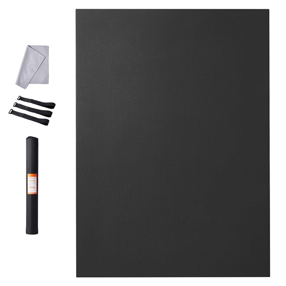 Exercise Mat Black 60 in. W x 84 in. L 0.28 in. T Rubber Yoga Mat Gym Flooring Mat (35 sq. ft.) - Hercitys