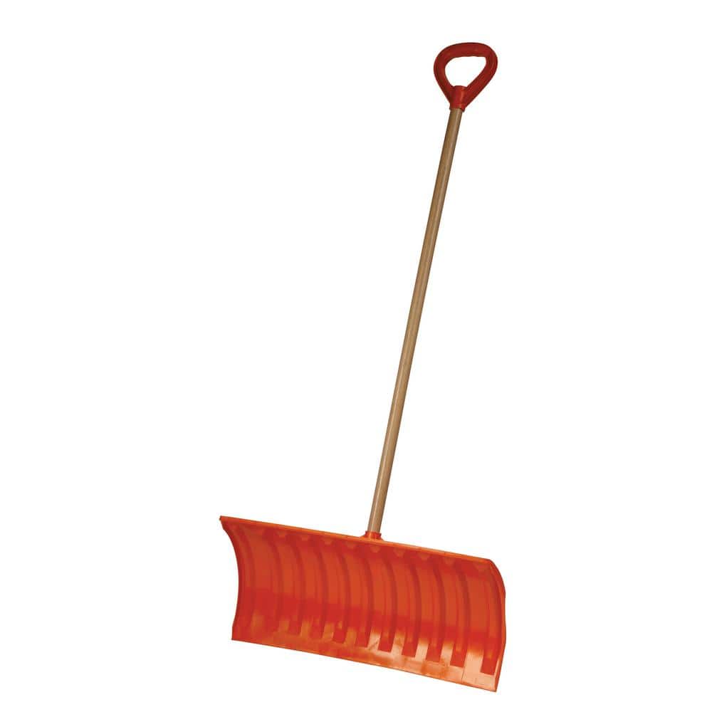 Bigfoot Series 25 in. Poly Pusher Snow Shovel with Wooden Handle - Hercitys