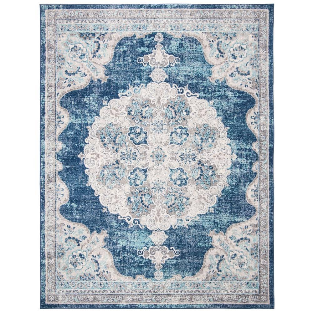 Brentwood Navy/Ivory 9 ft. x 12 ft. Border Area Rug - Hercitys