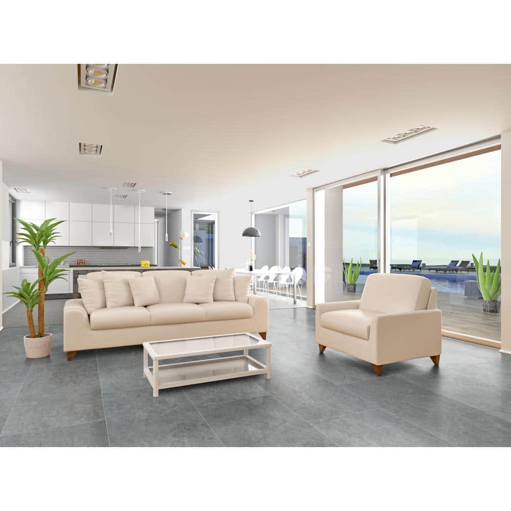 Lunar Silver 2 cm. x 24 in. x 24 in. Matte Porcelain Stone Look Paver Tile (8 sq. ft./Case) - Hercitys