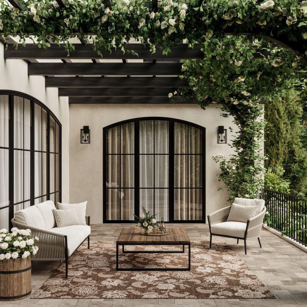 Garden Oasis Mocha 9 ft. x 12 ft. Nature-inspired Contemporary Area Rug - Hercitys