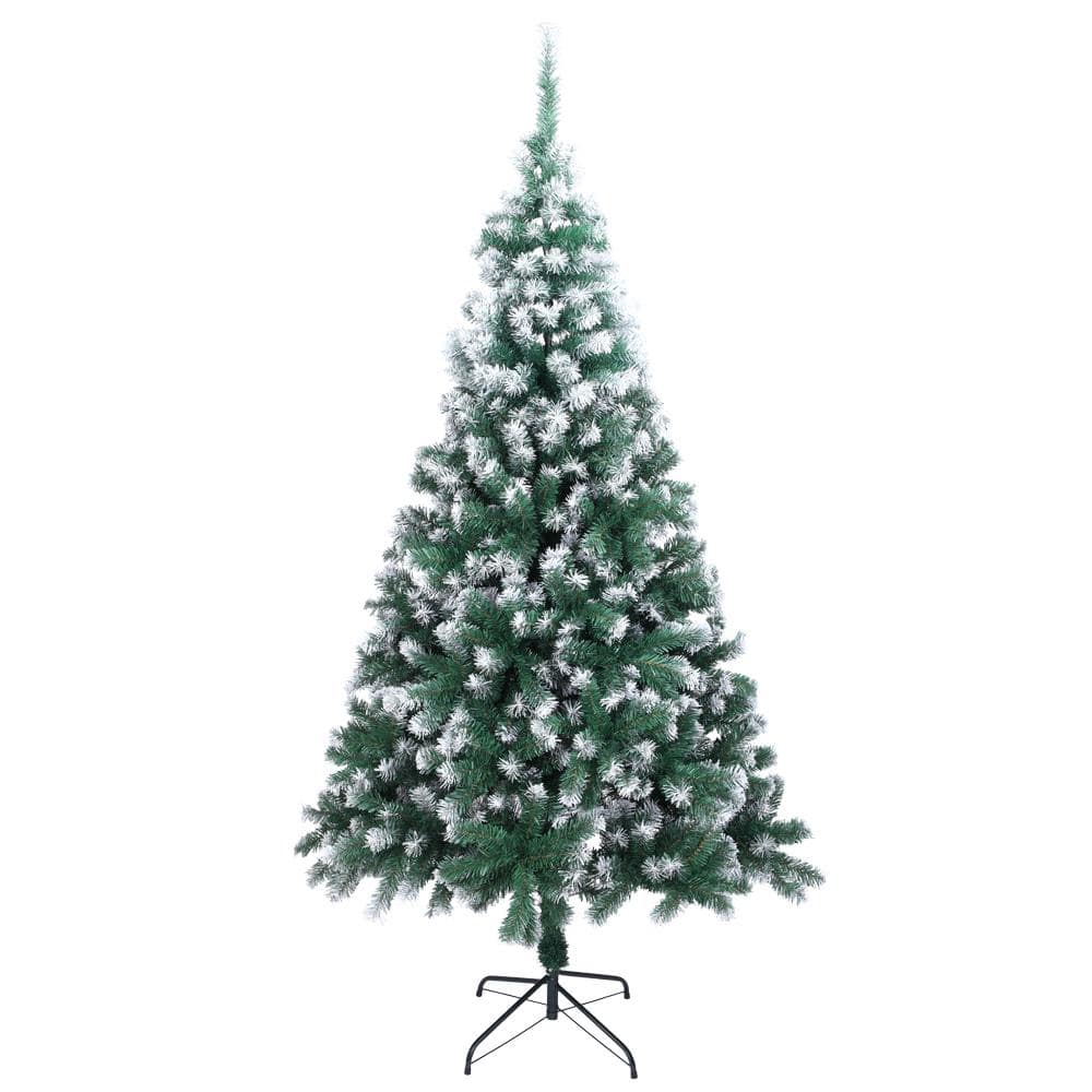 7 ft. Unlit Spray White Green Artificial Christmas Tree with 870 Tips - Hercitys