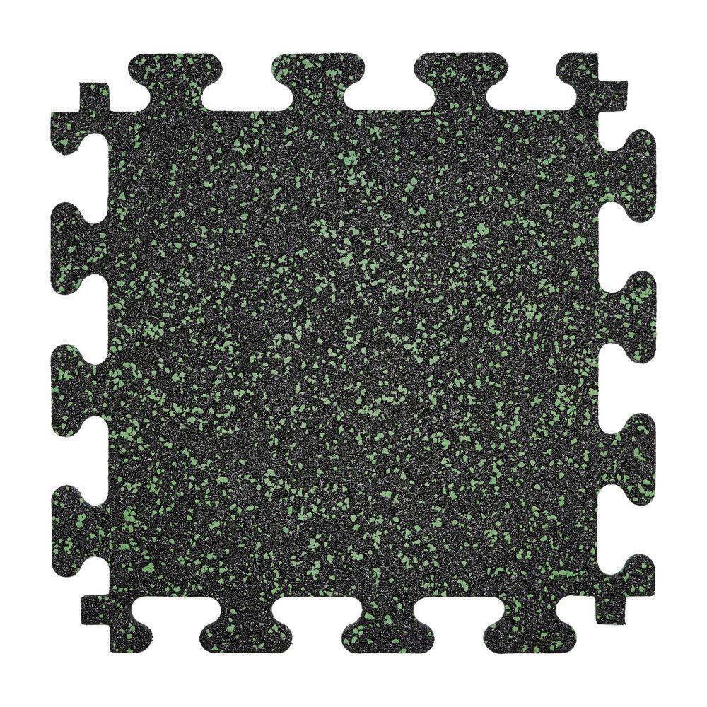 Rubber Gym Tiles with Seafoam Colored Flake 18 .in x 18 .in 8 mm Thick Interlocking Tile (6 Tiles/Case) (13.5 sq ft) - Hercitys