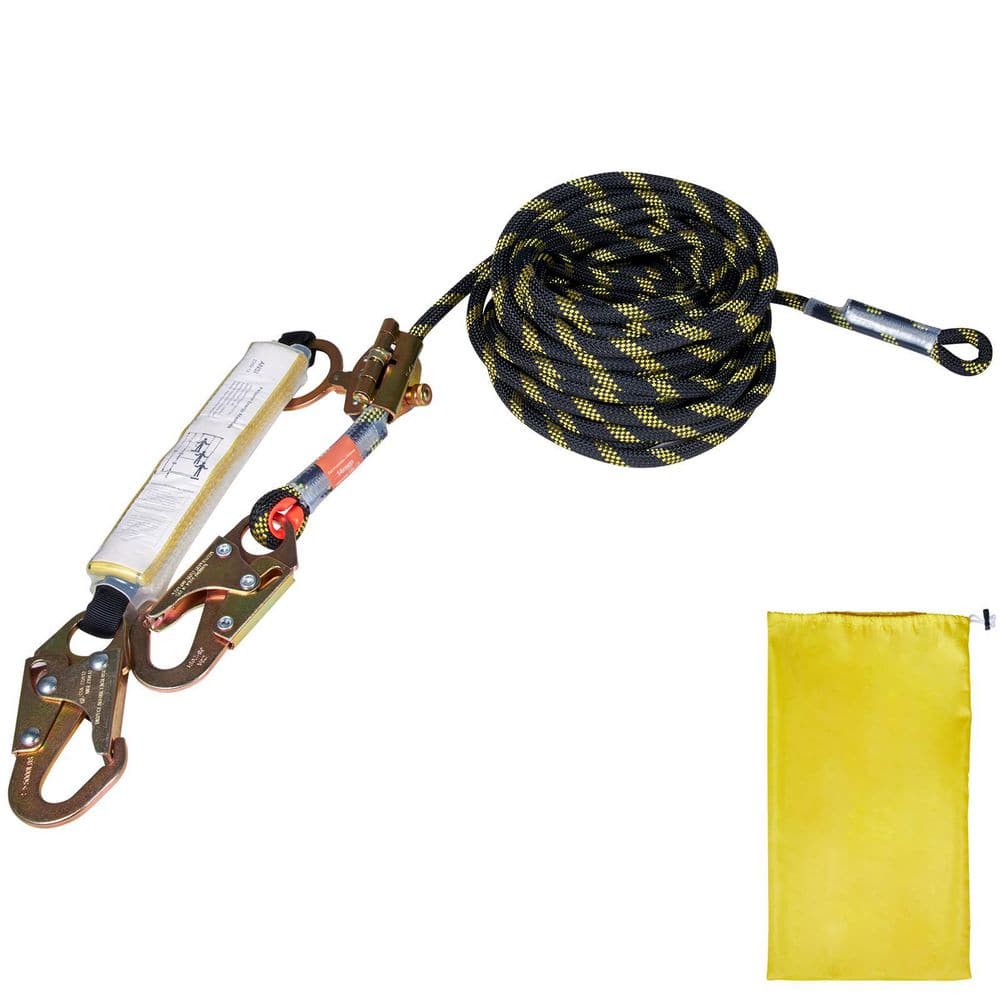 Vertical Lifeline Assembly, 100 ft. Fall Protection Rope with 30 KN Breaking Tension, Polyester Roofing Rope - Hercitys