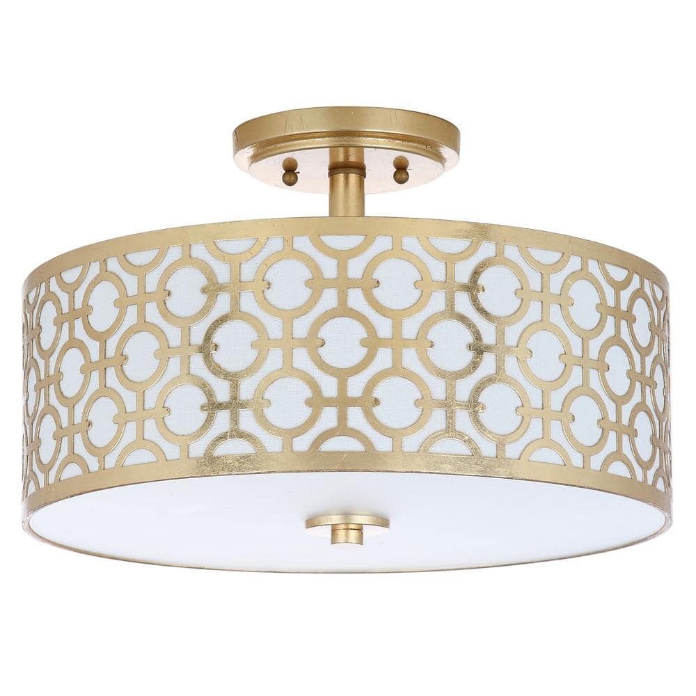 Vera Chain-Link 15.5 in. 3-Light Gold Semi-Flush Mount - Hercitys