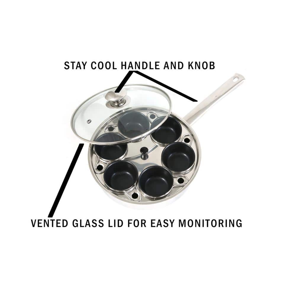 Professional 6-Cup Stainless Steel Egg Poacher with Glass Lid - Hercitys