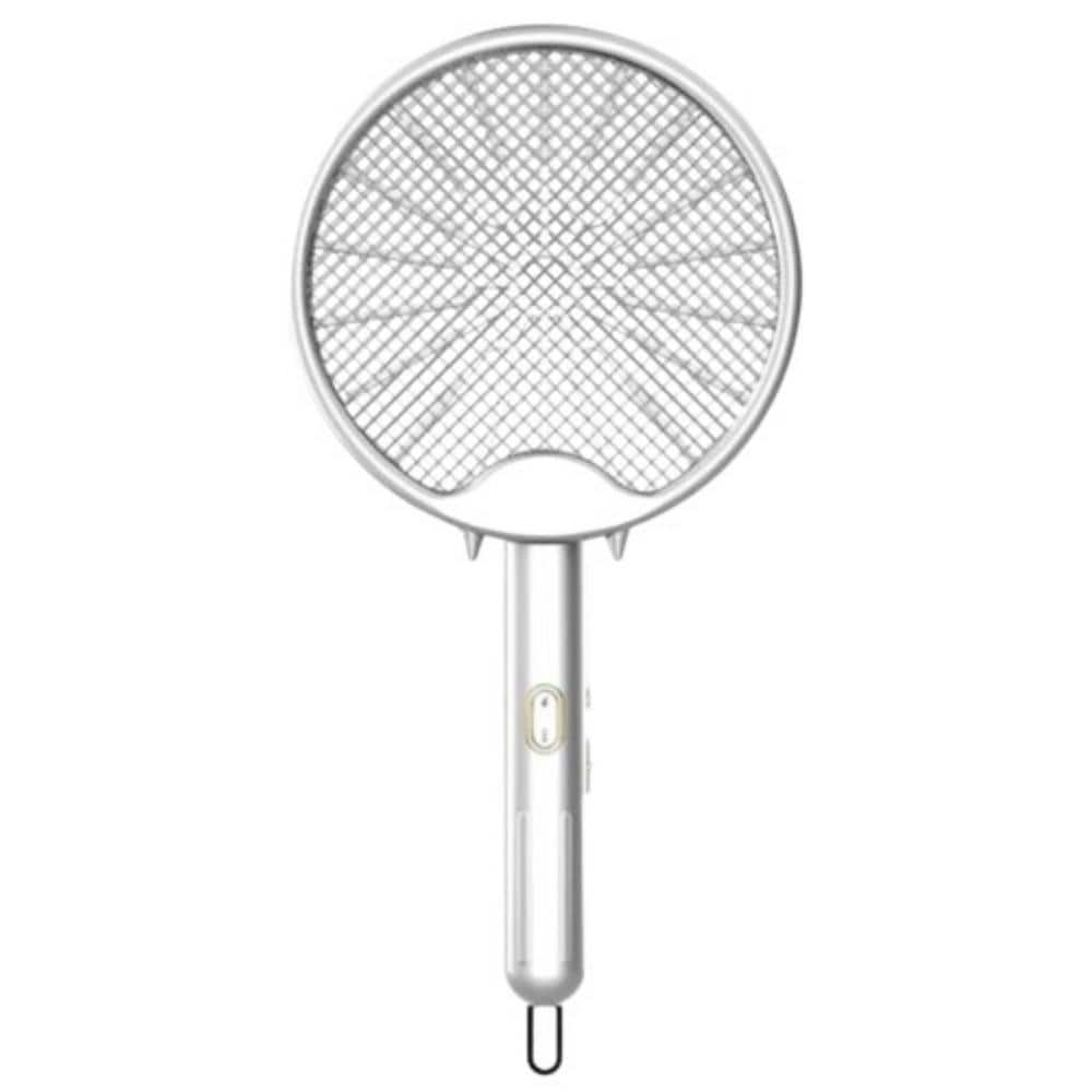 Round Folding Electric Fly Swatter Usb Rechargeable W/Purple Light Trap Insect Exterminator Anti-Mosquito Device White - Hercitys