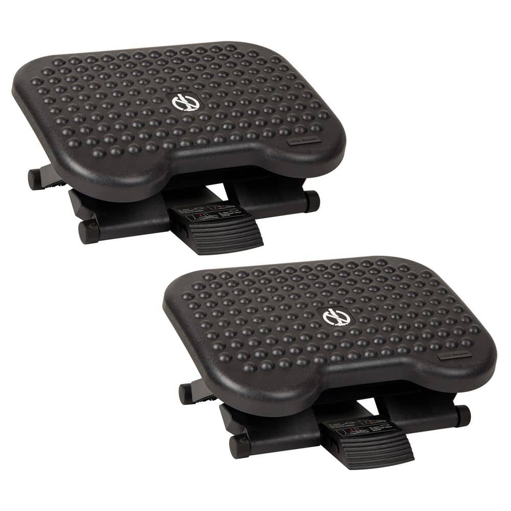Black Adjustable Foot Rest Ergonomic Foot Stool 13 in. (Set of 2) - Hercitys