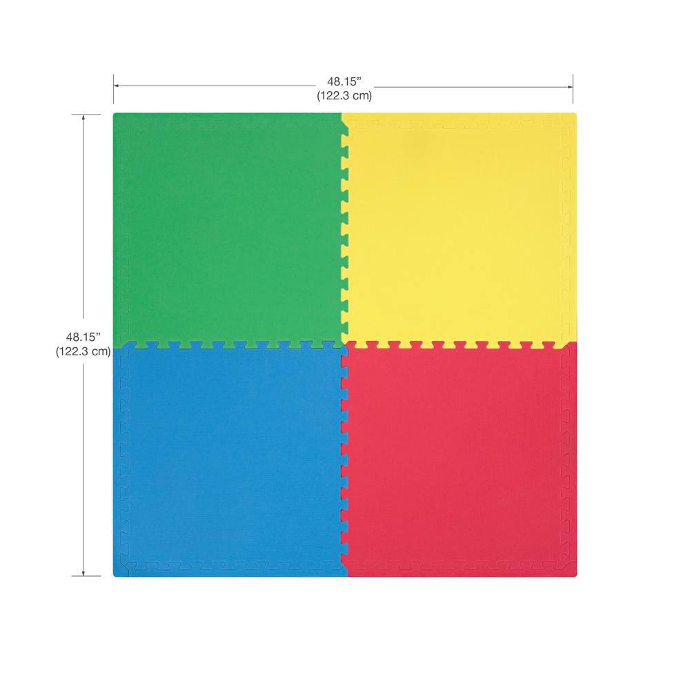 Reversible Multi-Purpose 24 in. x 24 in. Interlocking Multi-Color Foam Flooring Recyclamat (4-Pieces) - Hercitys
