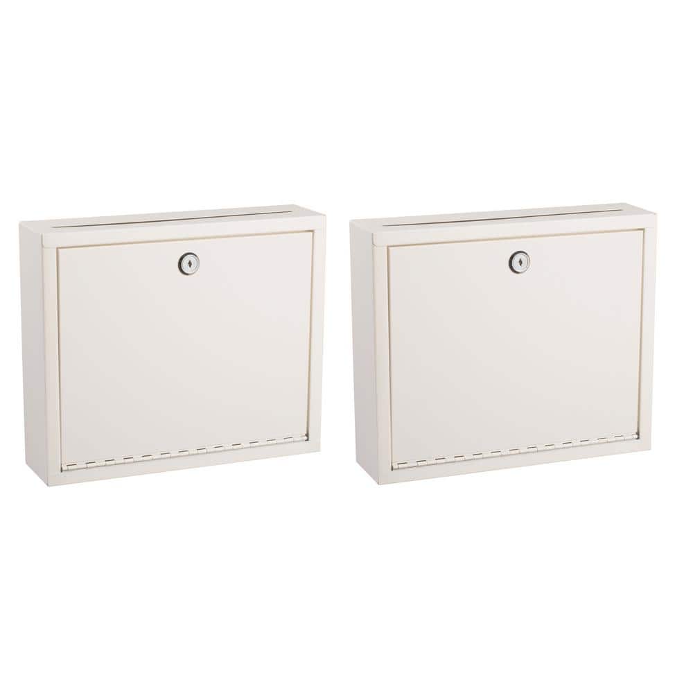 White Wall-Mount Key Locking Multipurpose Secure Drop Box Mailbox (2-Pack) - Hercitys