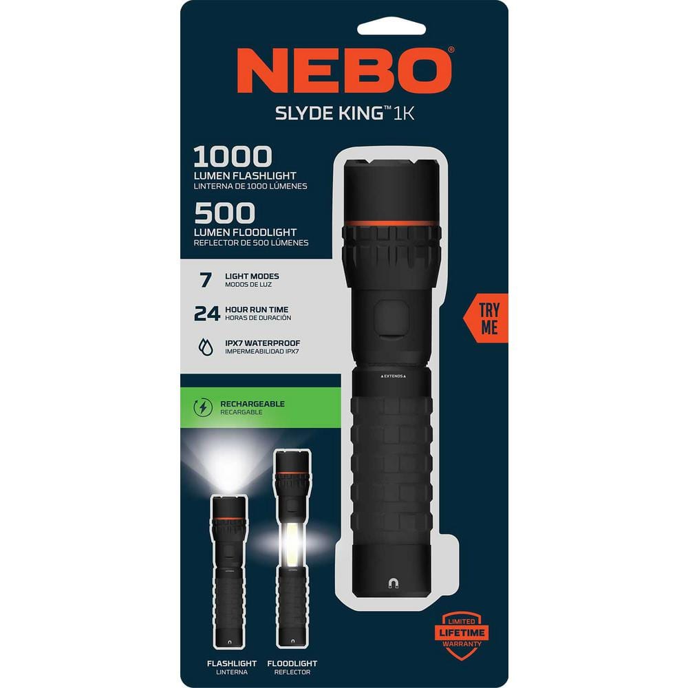 Slyde King 1000 Lumen Rechargeable Flashlight/Worklight - Hercitys