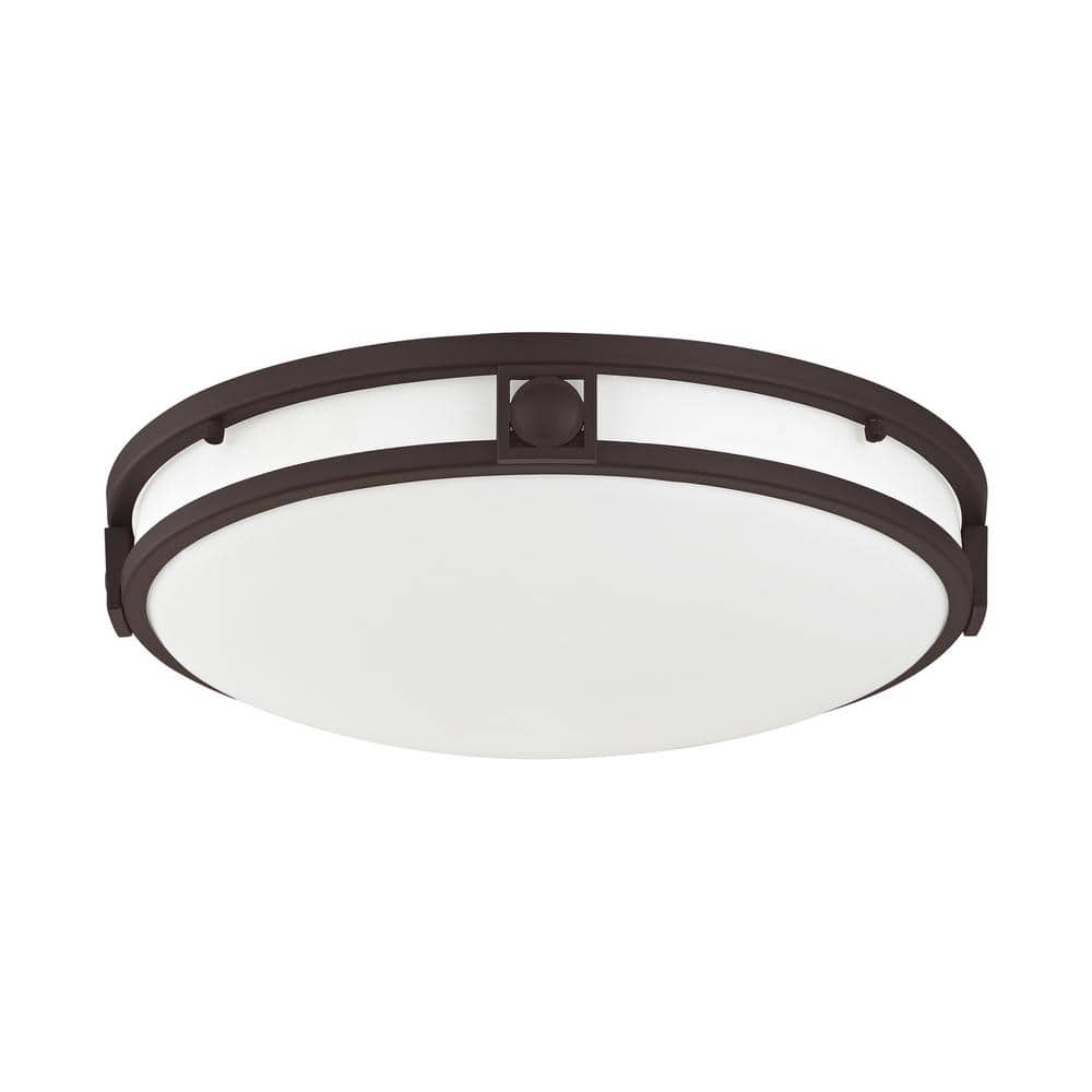 Thornwood 16 in. 3-Light Bronze Flush Mount with Satin Opal White Glass - Hercitys
