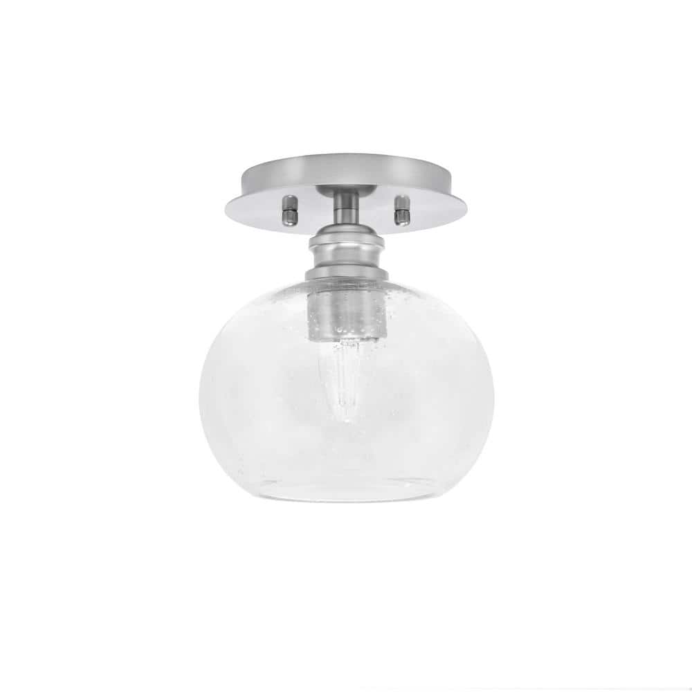 Albany 1-Light 7 in. Brushed Nickel Semi-Flush with Clear Bubble Glass Shade - Hercitys