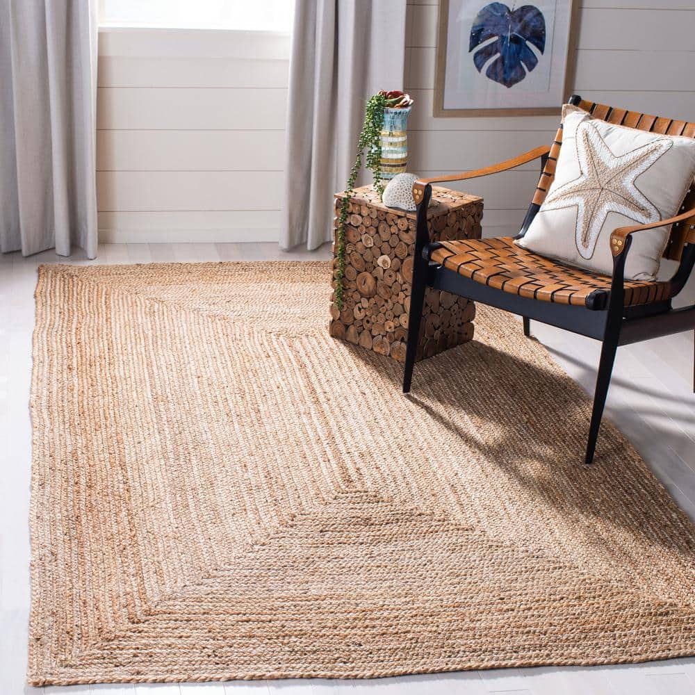 Cape Cod Natural 5 ft. x 7 ft. Solid Color Border Area Rug - Hercitys