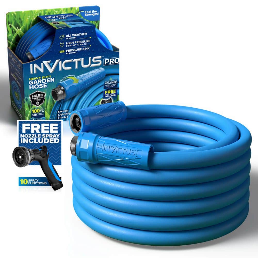 Professional 5/8 in. Outer Dia x 50 ft. Reinforced Polymer 400PSI Hard Anodized Fitting Kink Resistant Garden Hose - Hercitys