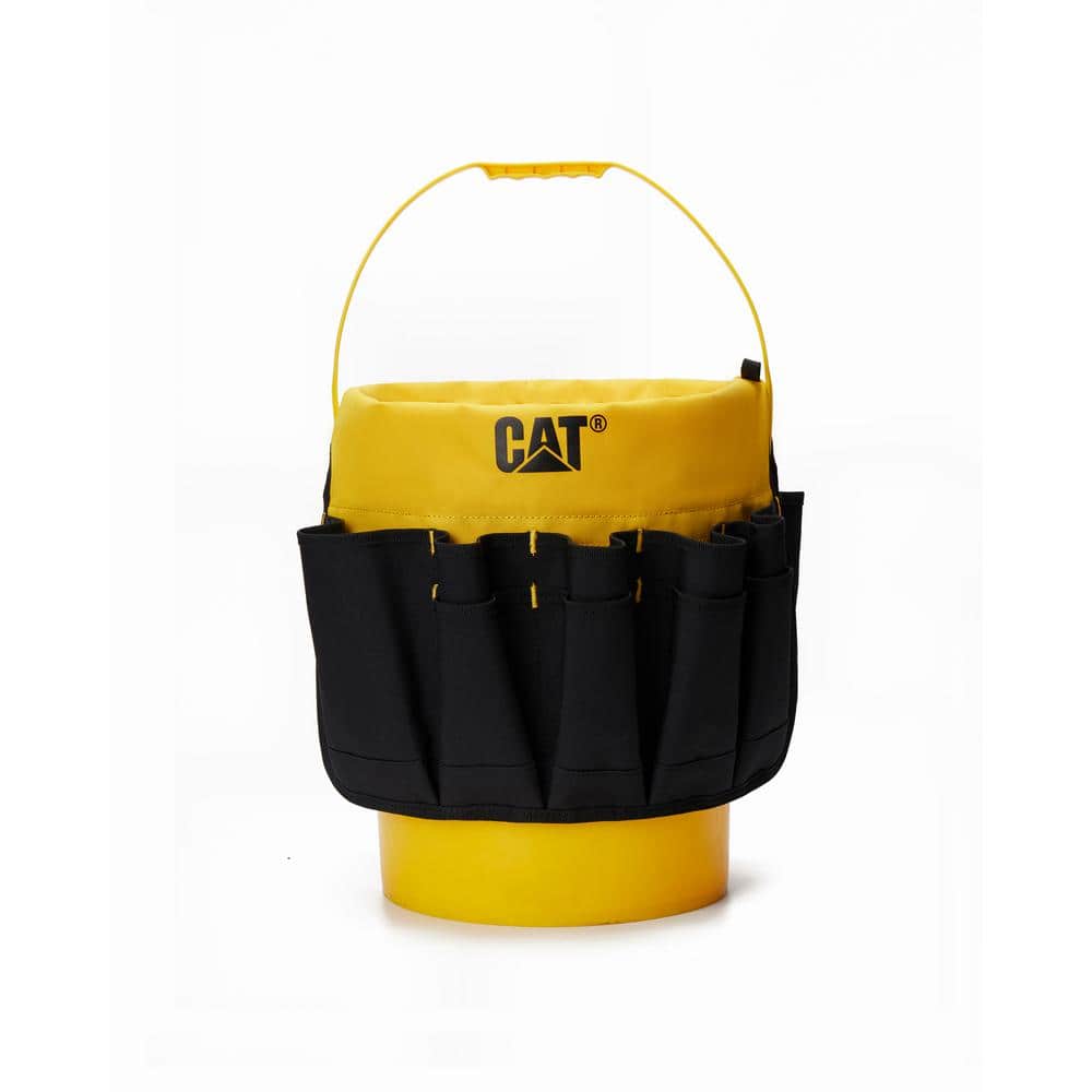 Tool storage, 18 in., 26 pockets , Black and yellow, 600-D Polyester ,Bucket Organizer, Fits most 5 Gal. buckets - Hercitys