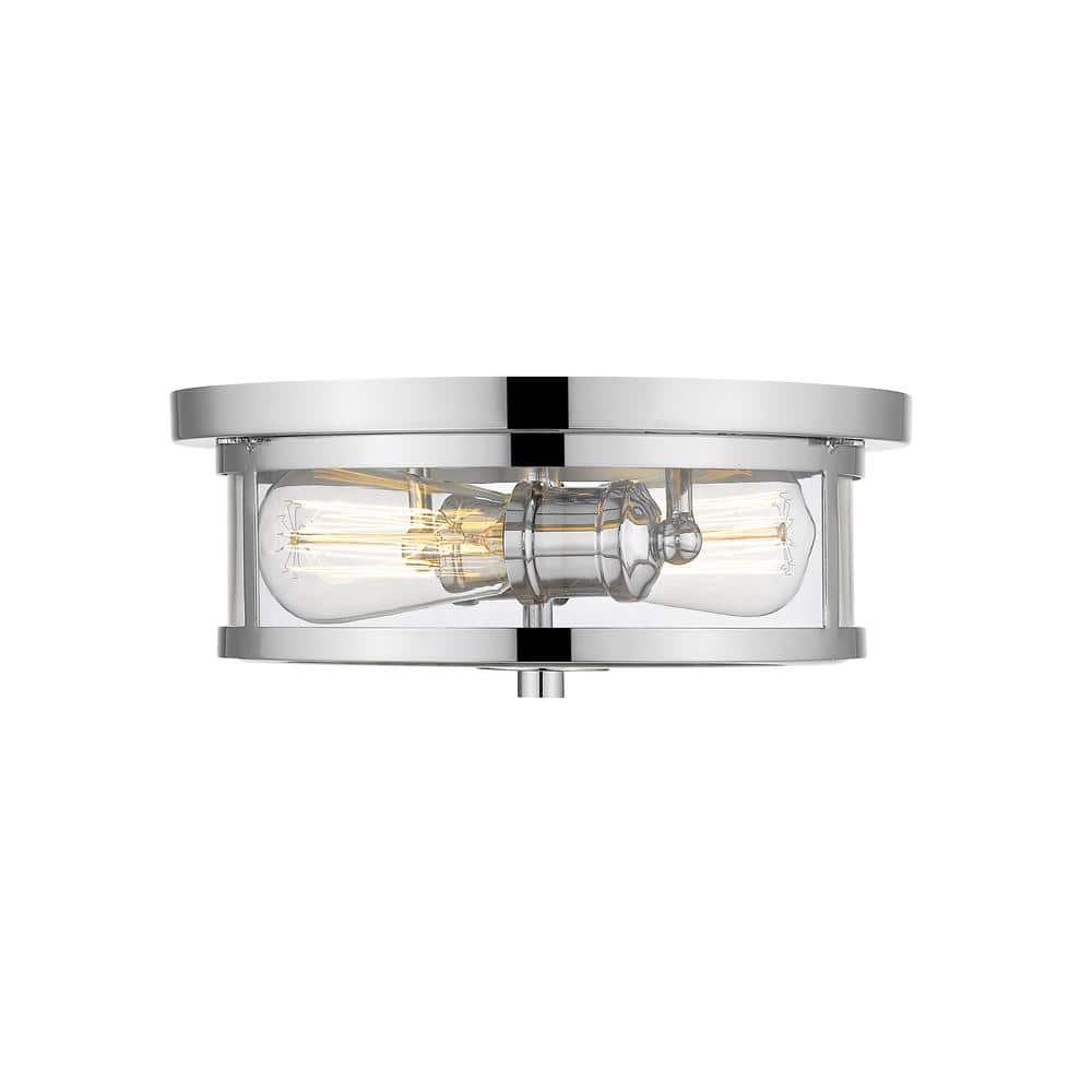 Savannah 11 in. 2-Light Chrome Flush Mount with Clear Shade - Hercitys
