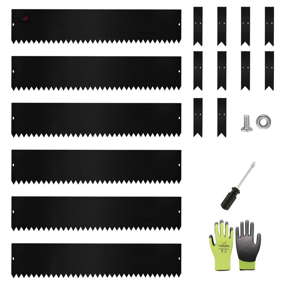 8 in. H x 40 in. W Black Garden Landscape Galvanized Steel Edging with Gloves and 10-Stakes (6-Pack) - Hercitys