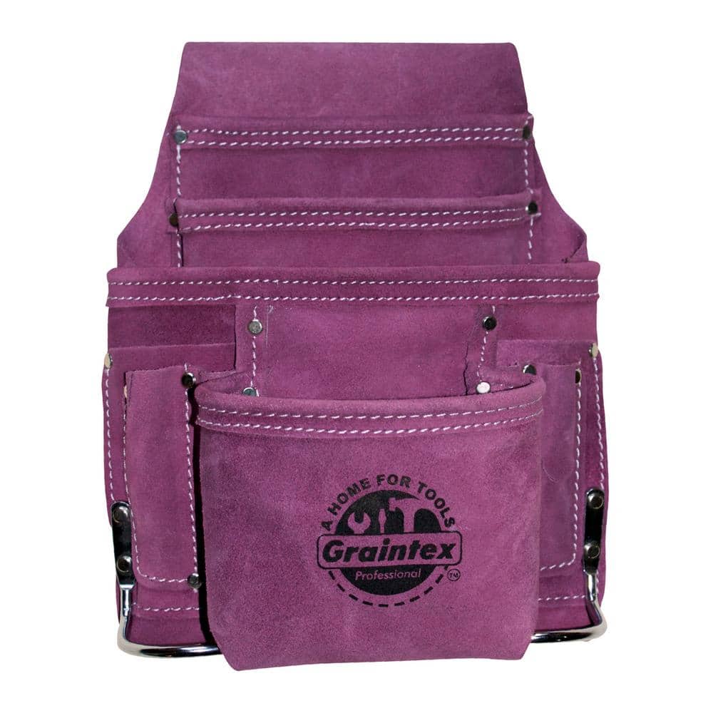 Purple Suede 10-Pocket Leather Nail and Tool Pouch - Hercitys