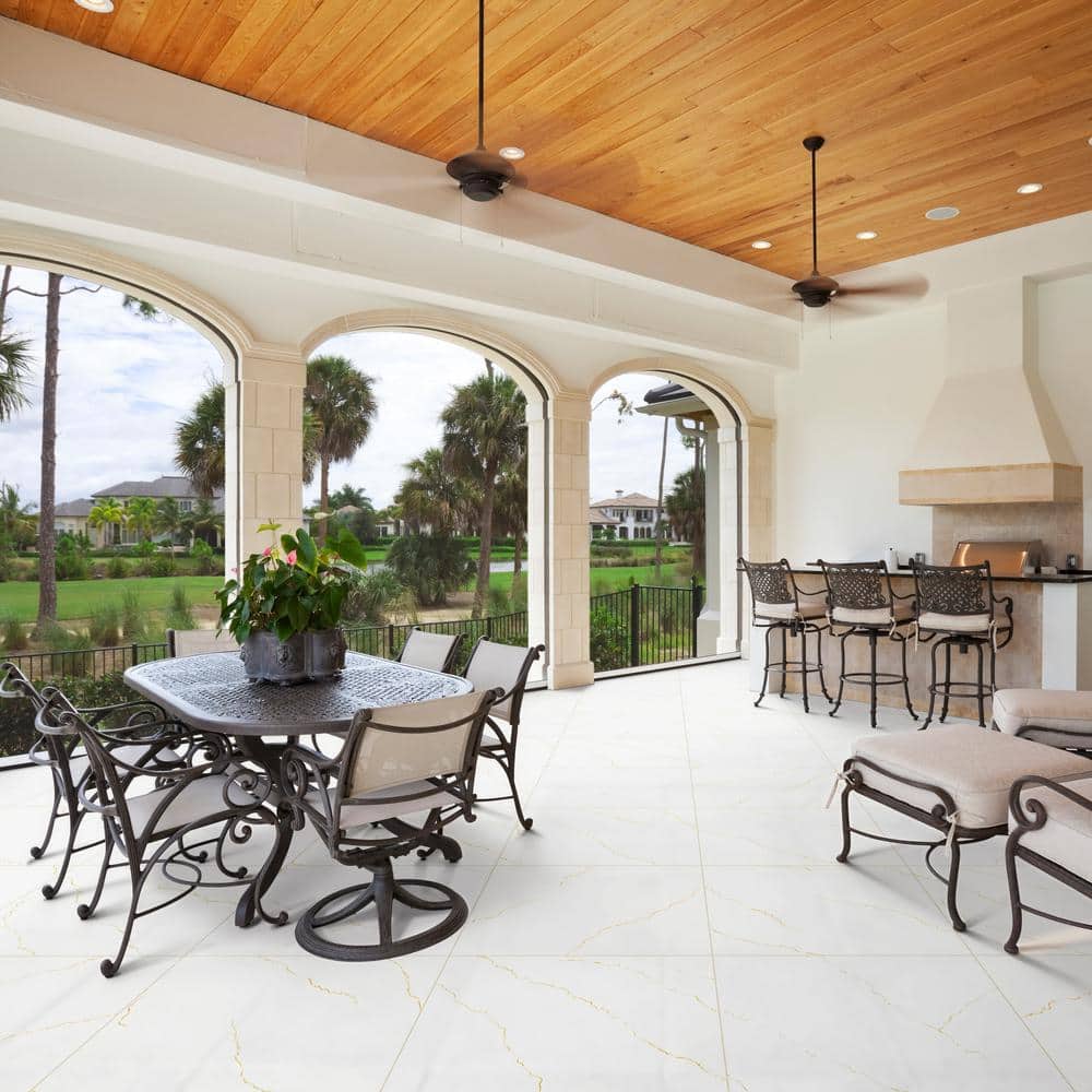 Miraggio Gold 2 cm. x 24 in. x 24 in. Matte Porcelain Marble Look Paver Tile (8 sq. ft./Case) - Hercitys