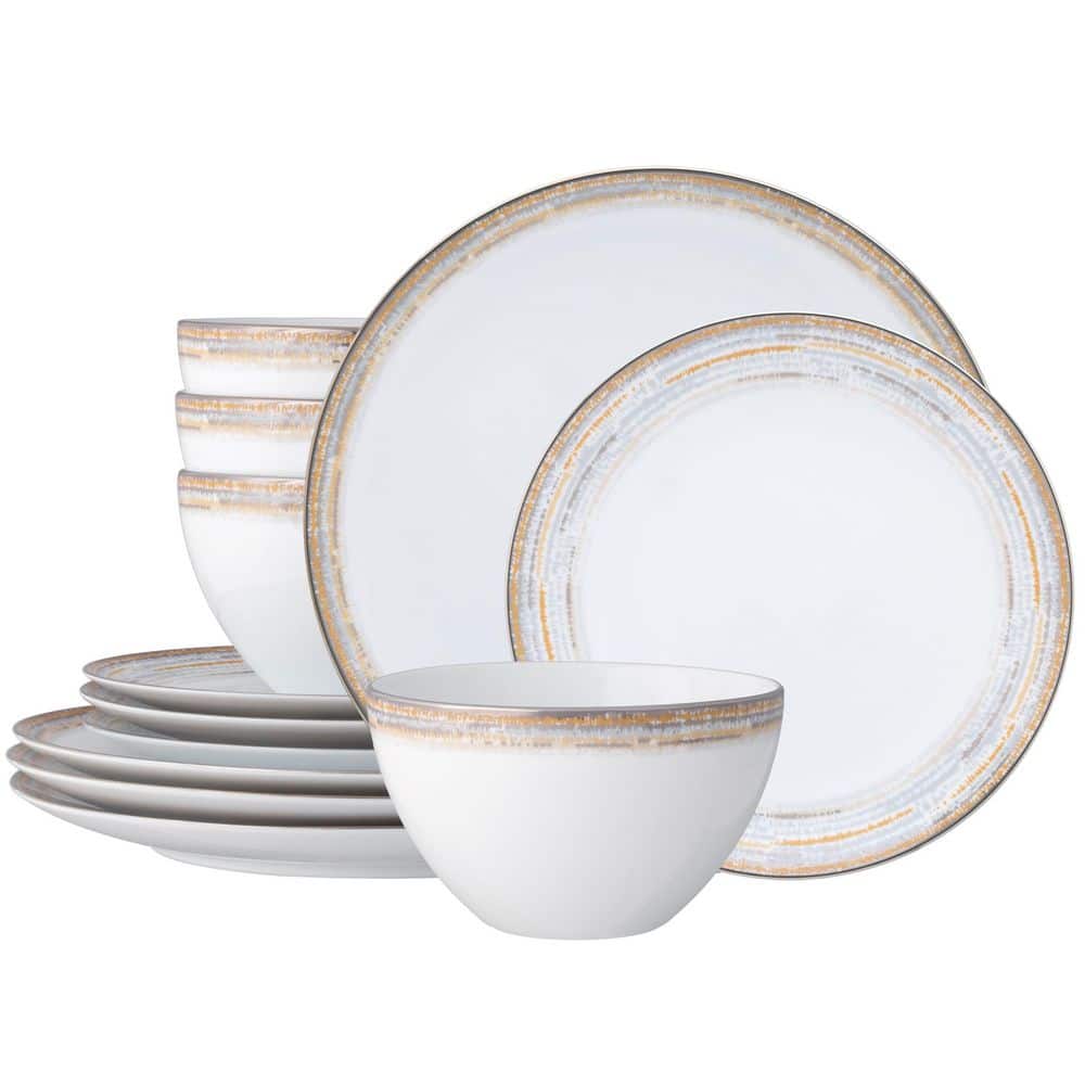 Raylan 12-Piece White Porcelain Dinnerware Set, Service for 4 - Hercitys