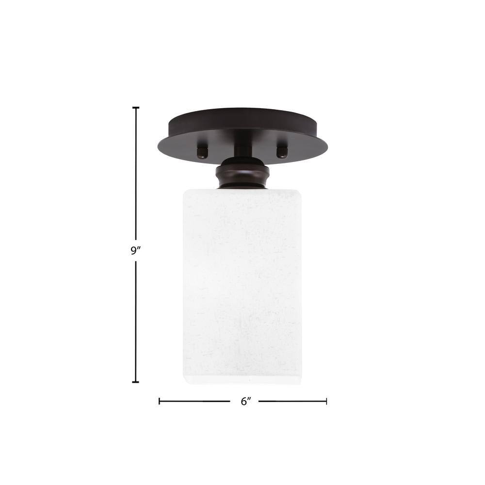 Albany 1-Light 6 in. Espresso Semi-Flush with Square White Muslin Glass Shade - Hercitys