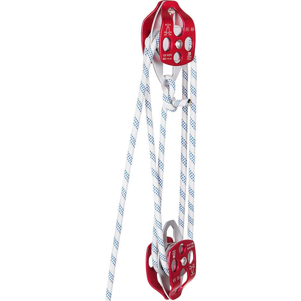 Twin Sheave Block and Tackle 1/2 in. x 150 ft. Twin Sheave Block with Braid Rope 30-35KN 6600-7705 lbs. - Hercitys
