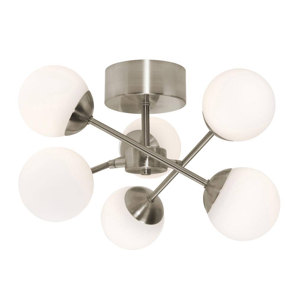 Pearl 16 in. 5-Light Satin Nickel LED Semi-Flush Mount - Hercitys