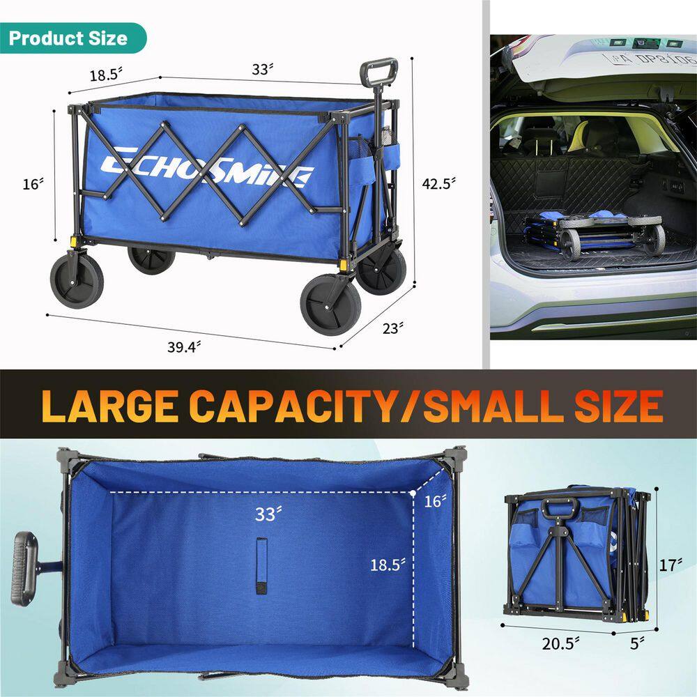 Blue 5.65 cu. ft Fabric Garden Cart - Hercitys