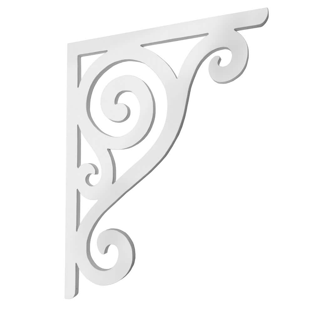 Decorative 16 in. Paintable PVC Scroll Mailbox or Porch Bracket - Hercitys