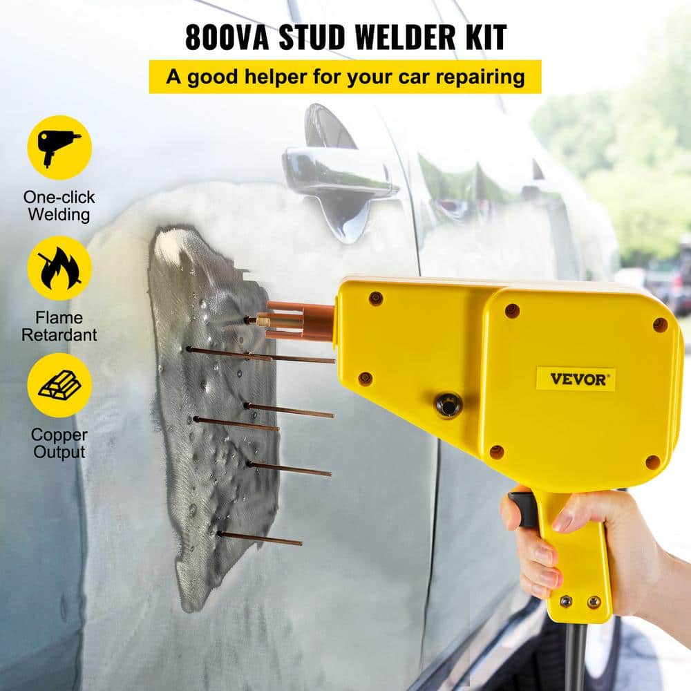 Stud Welder Dent Repair Kit 800VA Stud Gun Dent Puller Kit 100-Volt with Complete Accessories for Auto Body Repairing - Hercitys