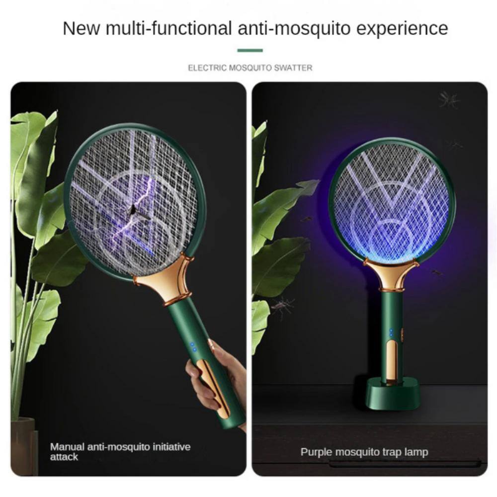 Indoor Rechargeable Electric Mosquito Racket Killer Electric Fly Swatter Cordless Bug Zapper Insects Racket in White - Hercitys
