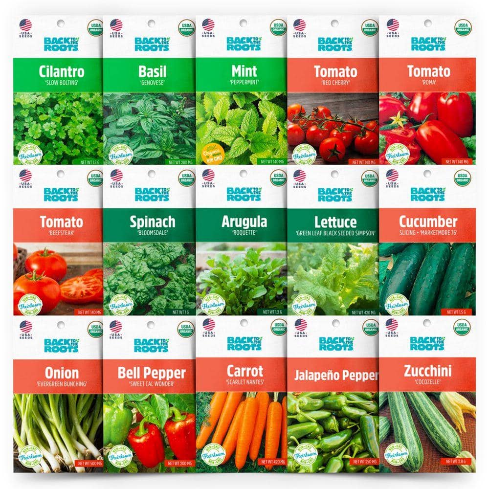 Organic Garden Essentials Vegetable Seeds Variety (15-Pack) - Hercitys