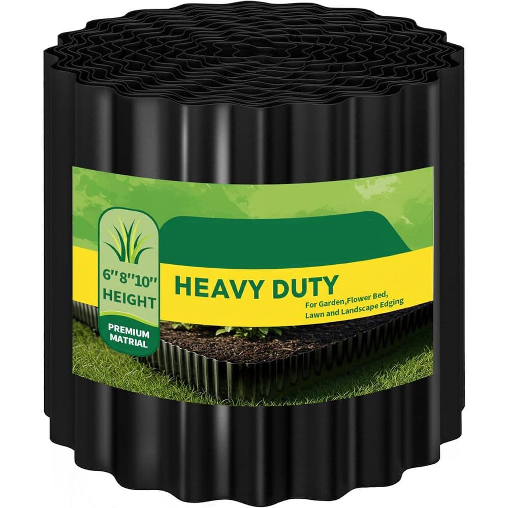 6 in. x 40 ft. Corrugated Metal Garden Edging, Black Landscape Border for Lawn and Flower Beds - Hercitys