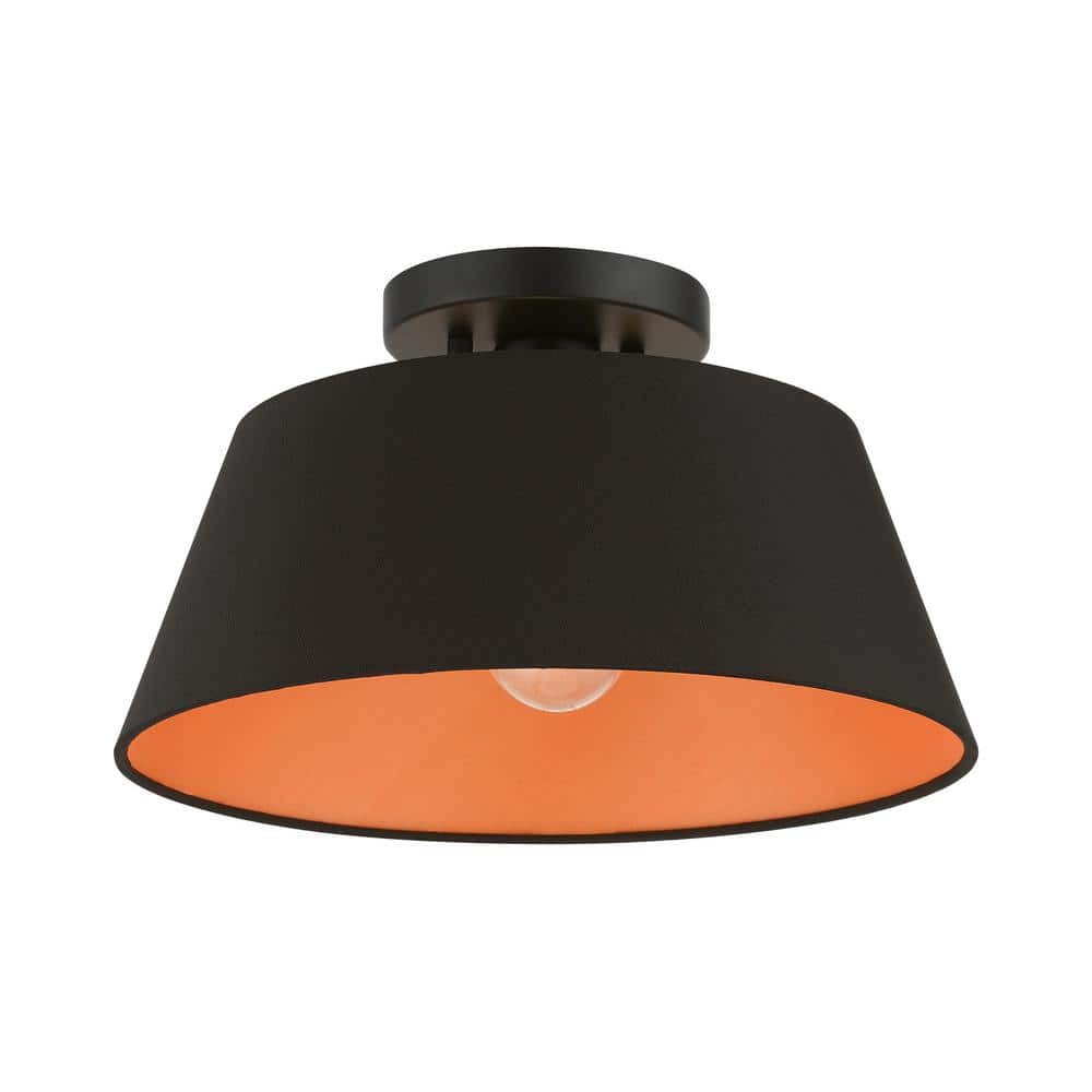 Palma 13 in. 1-Light Black Semi-Flush Mount - Hercitys