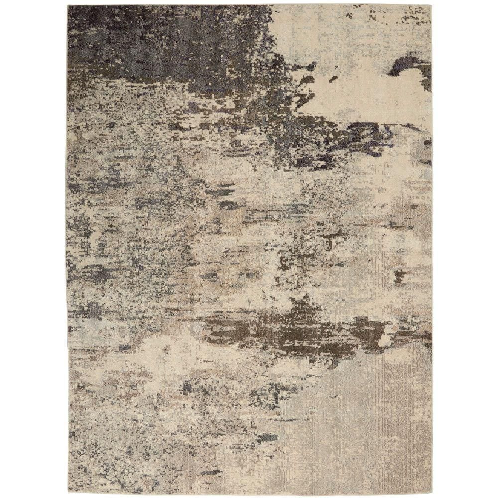 Celestial Ivory/Grey 9 ft. x 12 ft. Abstract Modern Area Rug - Hercitys